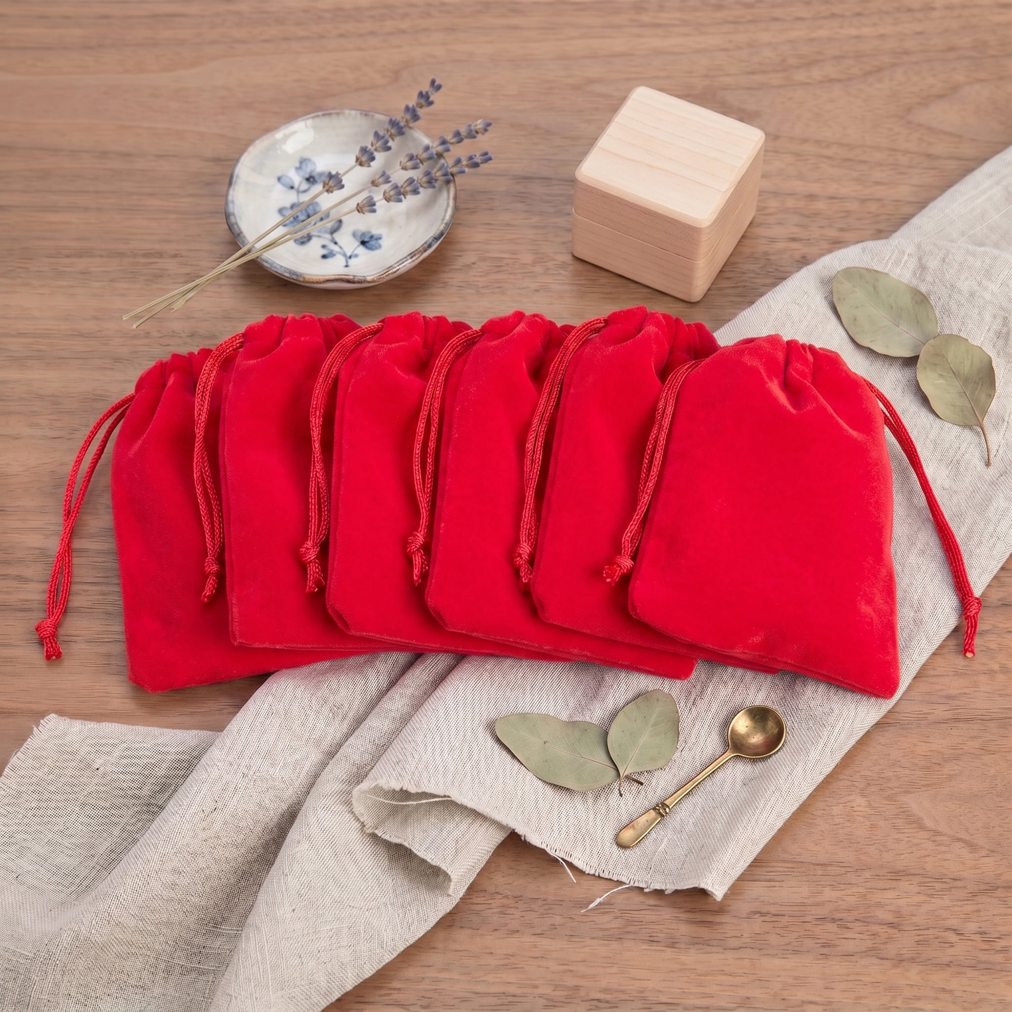 Unique Bargains Mini Gift Bags with Drawstring and Handles for Gifts Red 3.5" x 4.7"