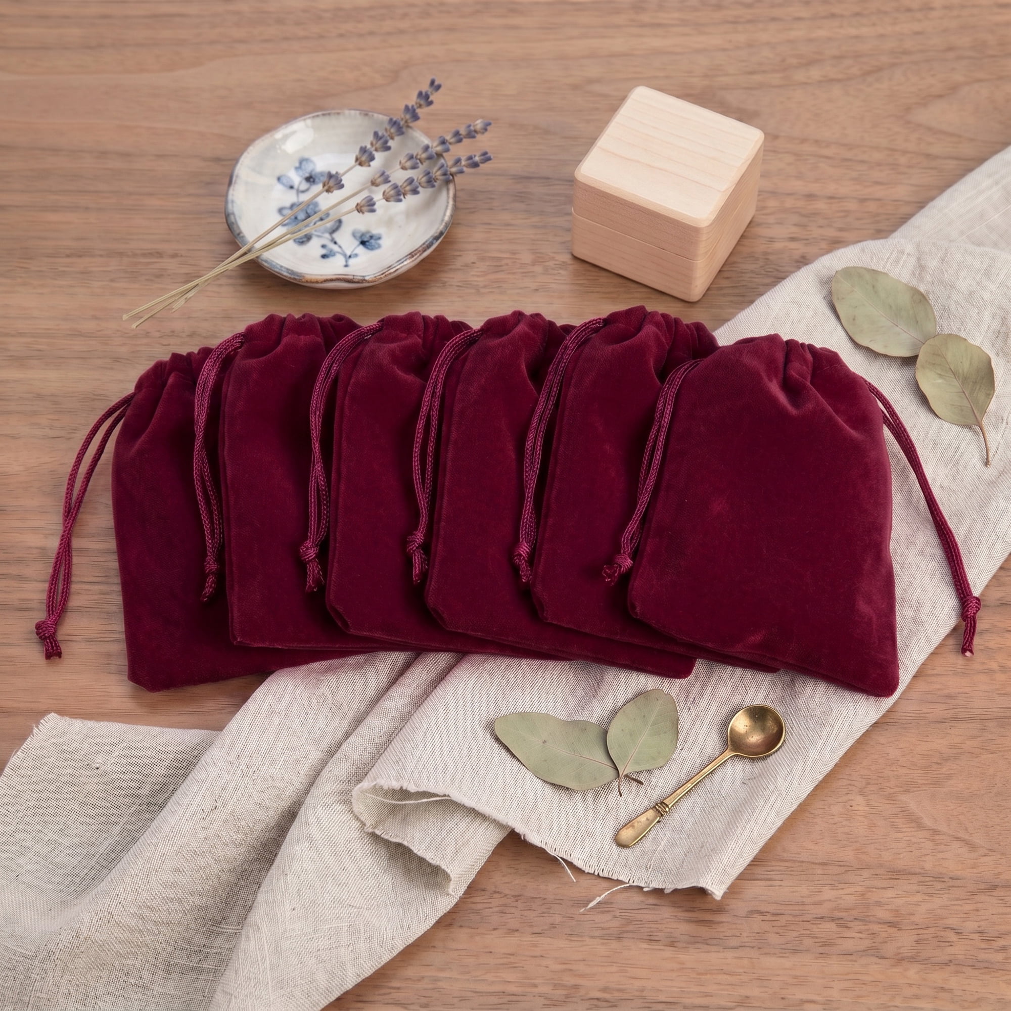 Unique Bargains Mini Gift Bags with Drawstring and Handles for Gifts Wine Red 3.5" x 4.7"