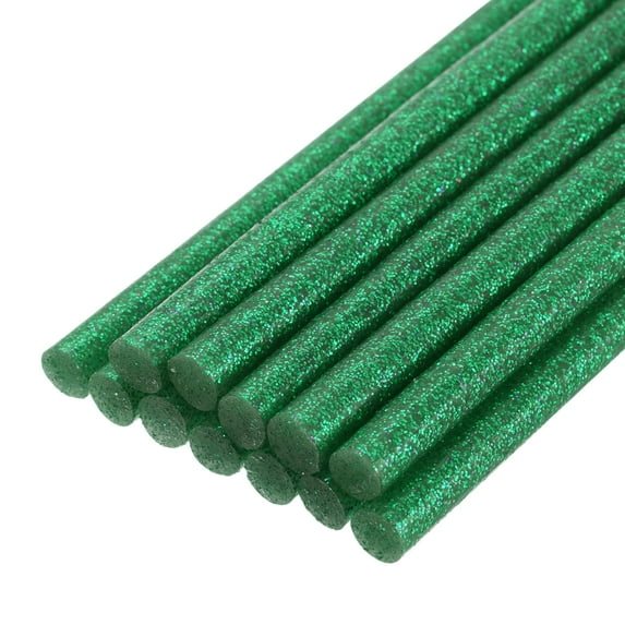 Uxcell EVA Durable Mini Hot Glue Sticks Fit Glue Gun for Arts Crafting Basic Repairs 0.27 inch x 8 inch Glitter Green 12 Pcs