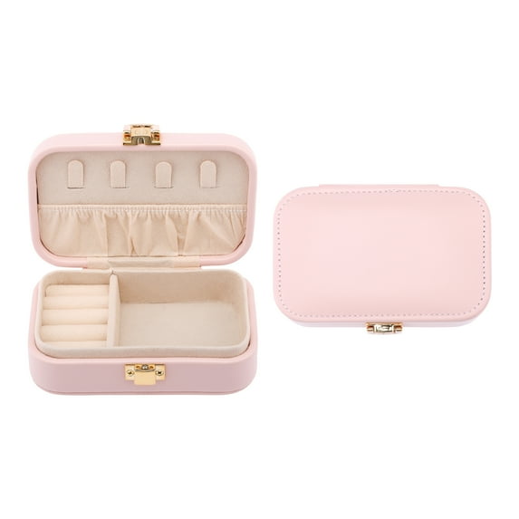 Unique Bargains Mini PU Leather Jewelry Box Jewelry Organizer Case Light Pink