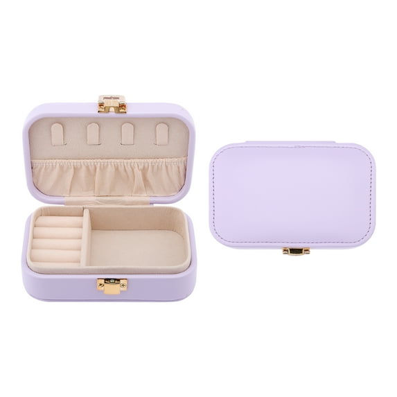 Unique Bargains Mini PU Leather Jewelry Box Jewelry Organizer Case Purple