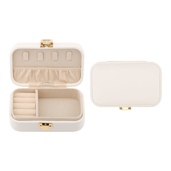 Unique Bargains Mini PU Leather Jewelry Box Jewelry Organizer Case White