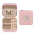 thumbnail image 1 of Unique Bargains Mini PU Leather Jewelry Box with Mirror Pink Letter A, 1 of 7