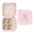 thumbnail image 1 of Unique Bargains Mini PU Leather Organizer Jewelry Box Storage Pink Letter A, 1 of 7