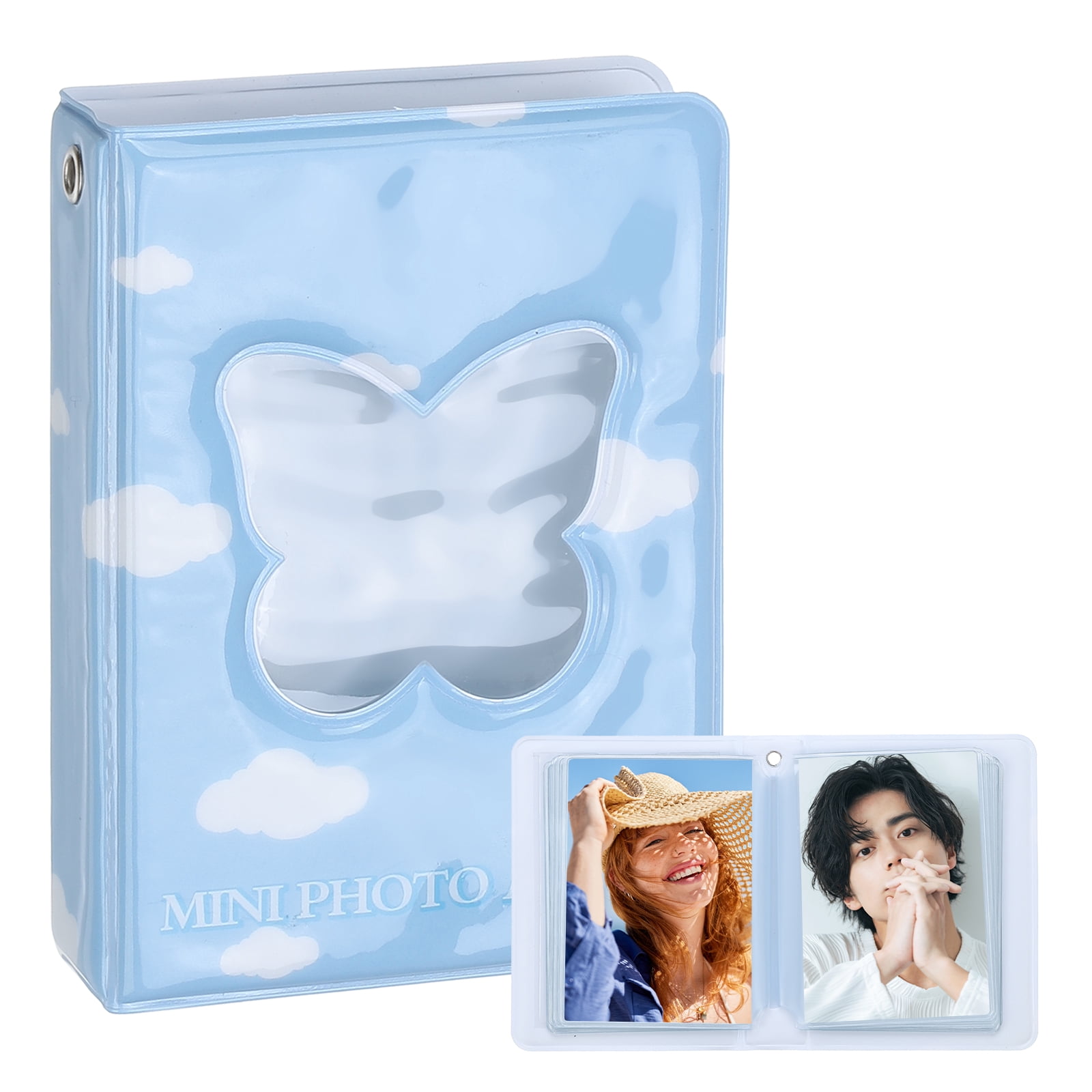 Unique Bargains Mini Photocard Binder Butterfly Hollow Album for Cards Storage Blue