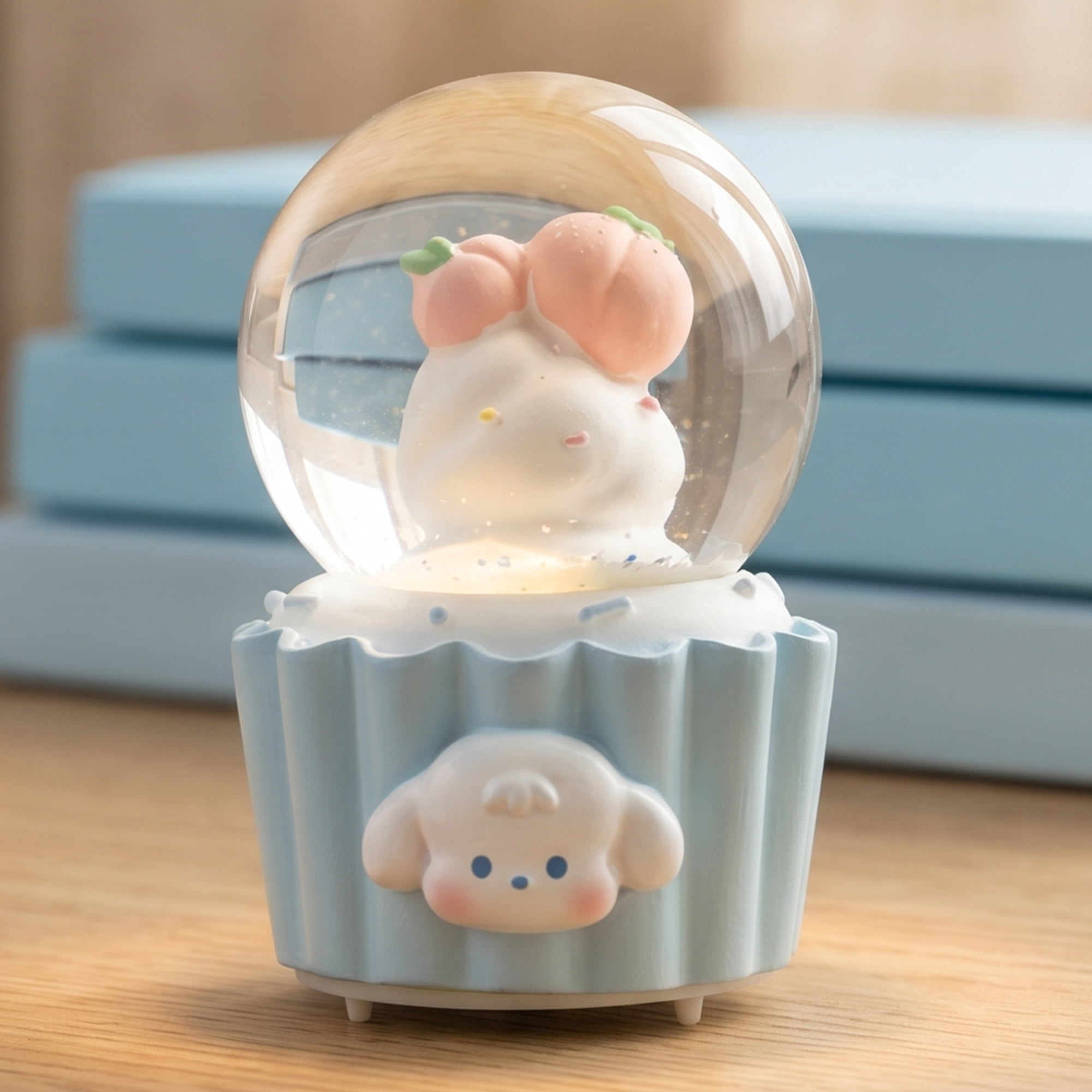 Unique Bargains Mini Resin Figurine Snow Light Up Crystal Ball Blue 1.8" x 1.8" x 2.7"