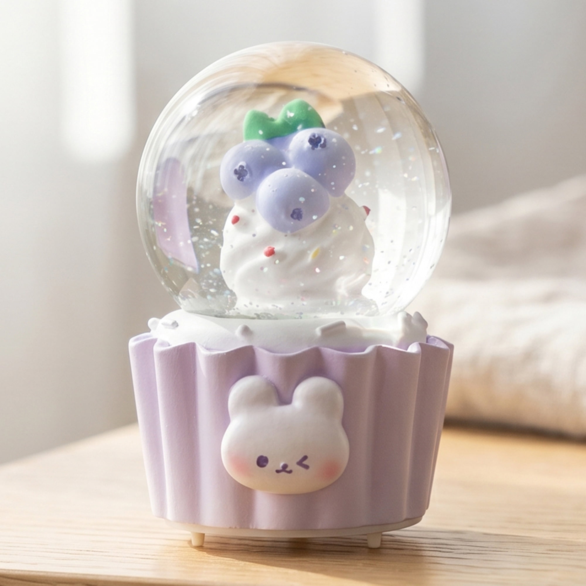 Unique Bargains Mini Resin Figurine Snow Light Up Crystal Ball Purple 1.8" x 1.8" x 2.7"