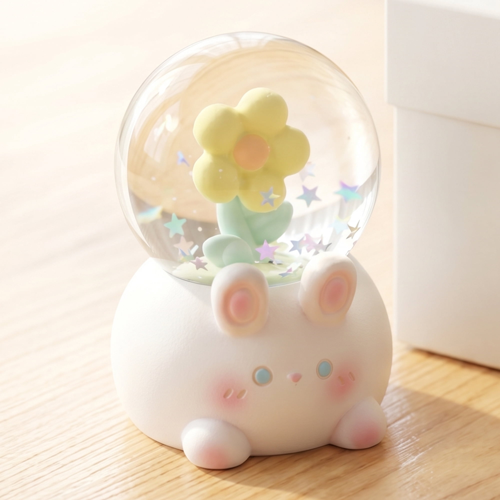 Unique Bargains Mini Resin Figurine Snow Light Up Crystal Ball White 1.8" x 1.8" x 2.7"