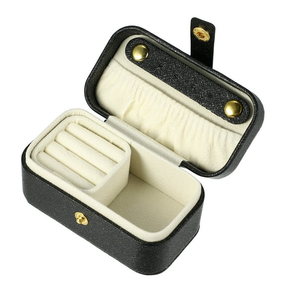 Unique Bargains Mini Square Jewelry Box Jewelry Organizer Box for Travel for Trip Black 1 Pc