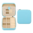 thumbnail image 1 of Unique Bargains Mini Travel Jewelry Box with Mirror Sky Blue, 1 of 7