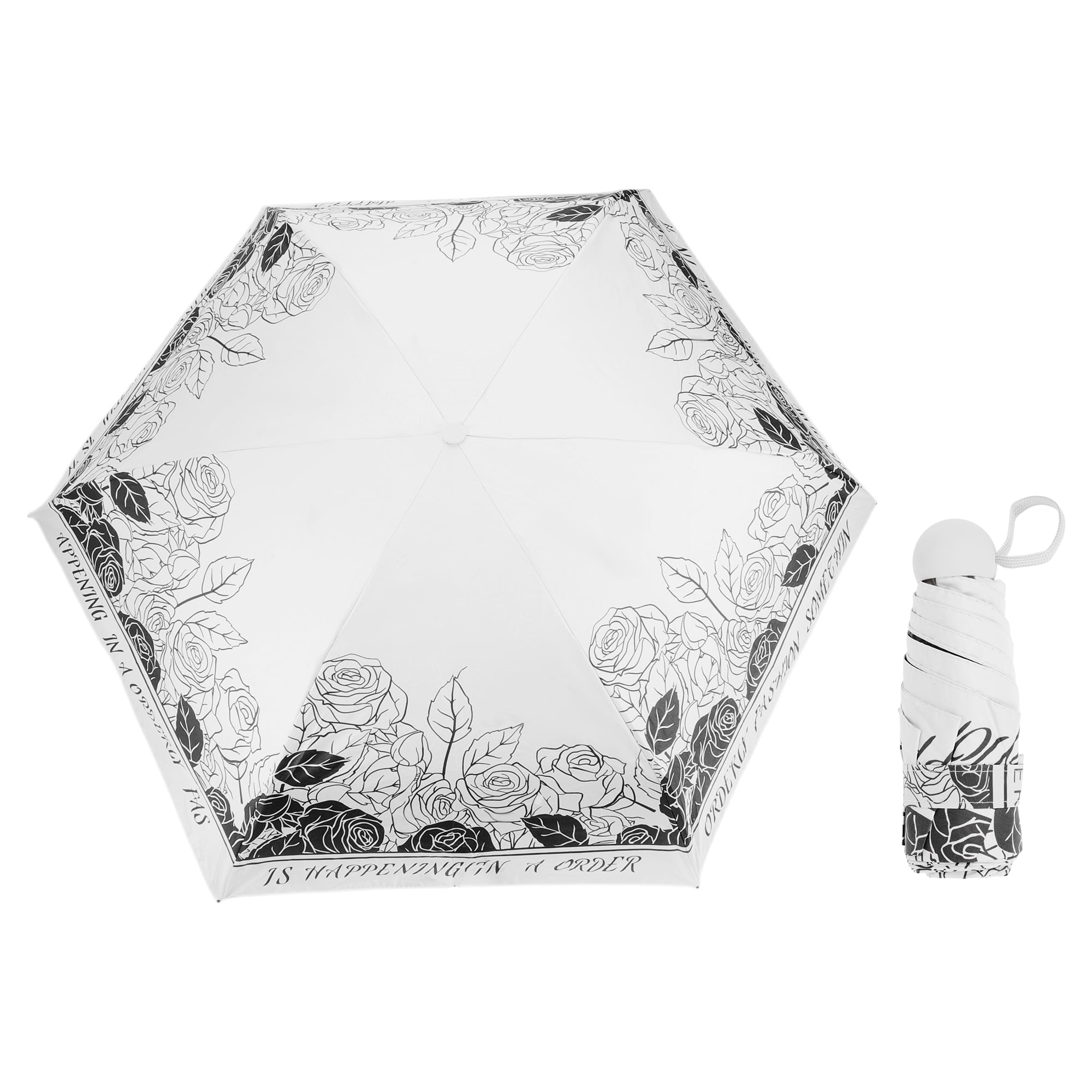 Unique Bargains Mini Umbrella Compact Windproof Folding Umbrella Thorn Flower