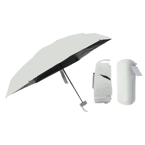 Unique Bargains Mini Windproof Folding Lightweight Umbrella Light Gray