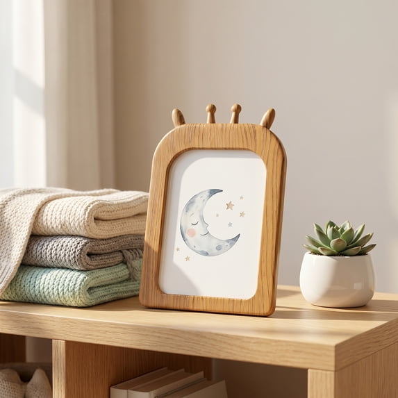 Unique Bargains Minimalist Clear Acrylic Floating Photo Frame Brown Giraffe 5" x 7"