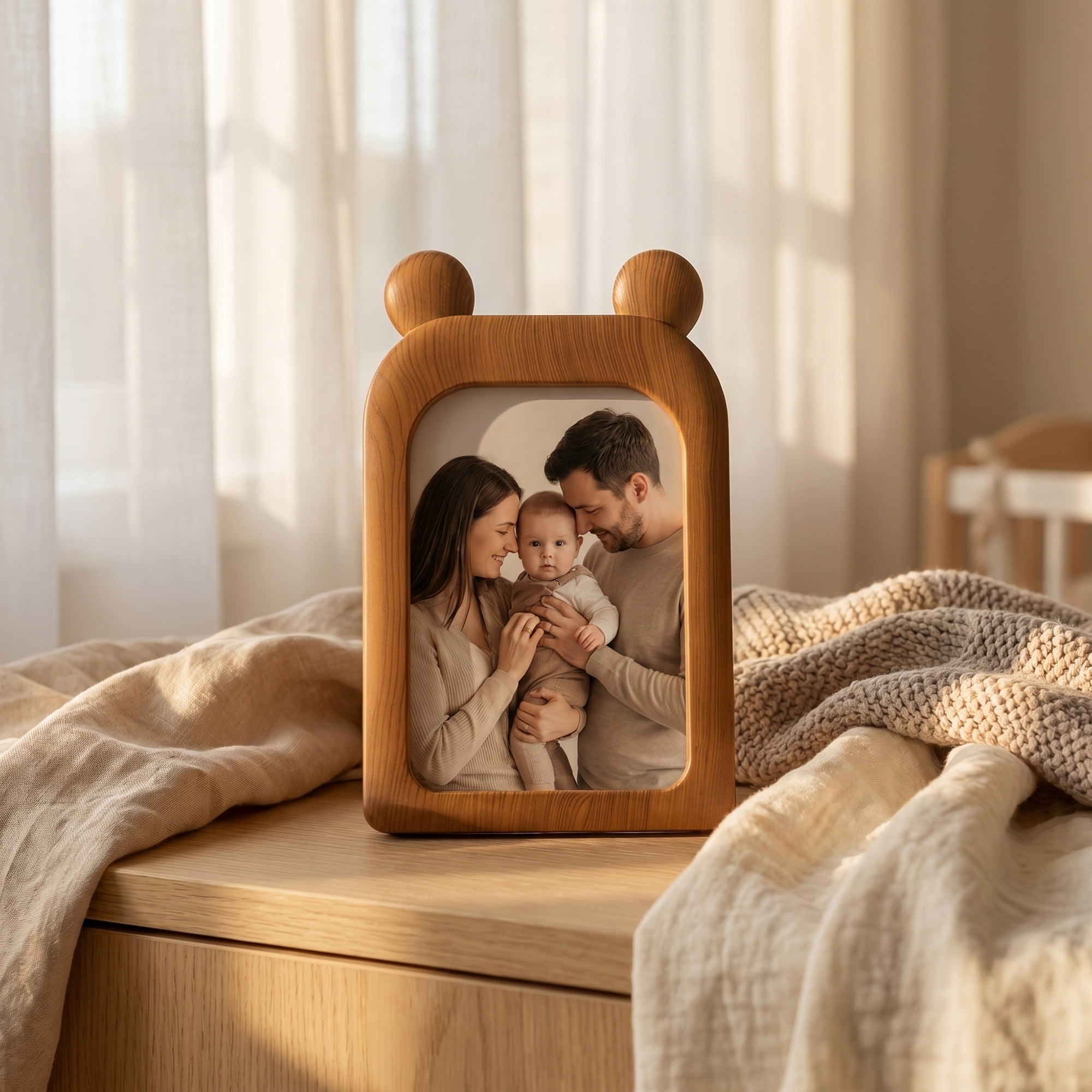 Unique Bargains Minimalist Clear Acrylic Floating Photo Frame Brown Mice 5" x 7"