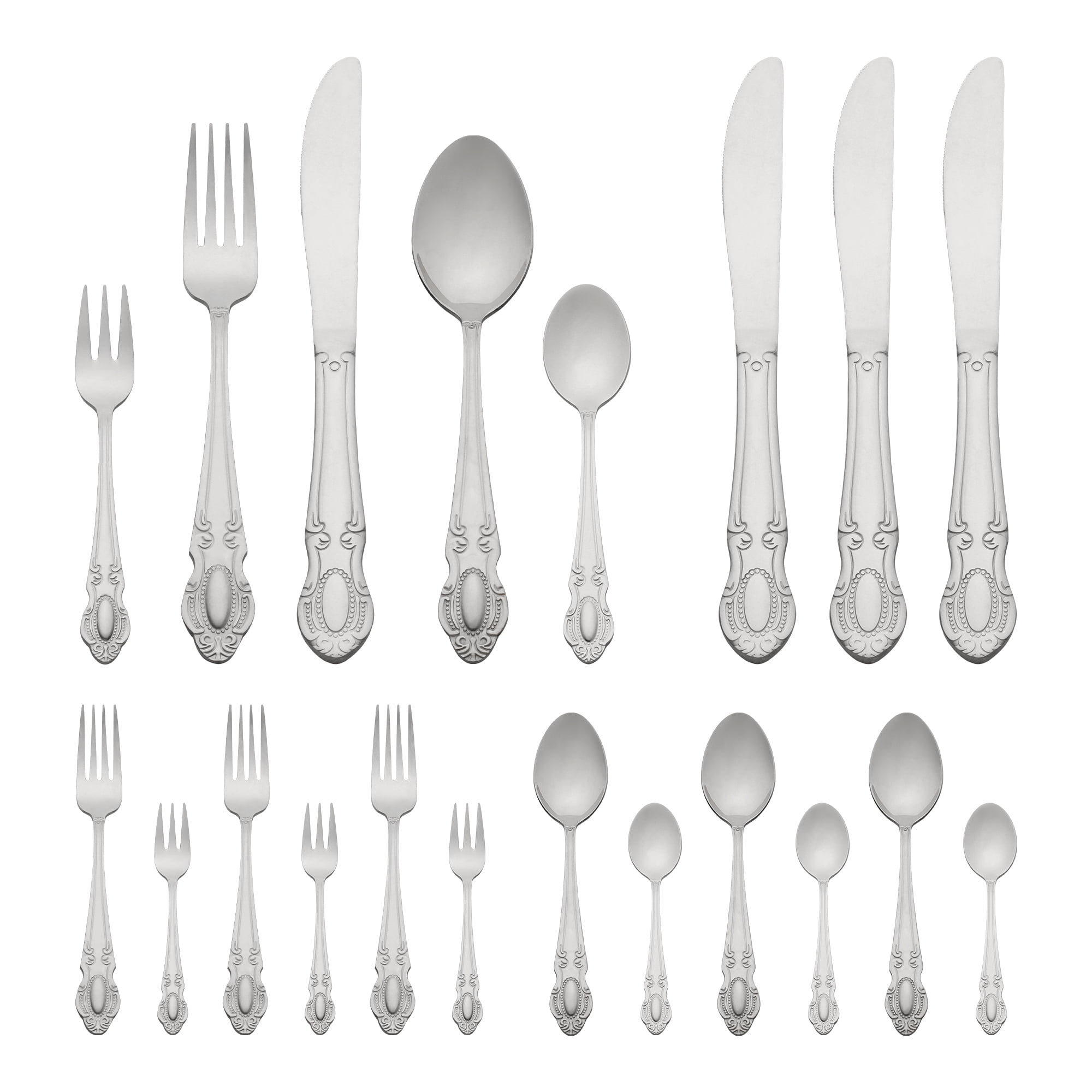 Unique Bargains Mirror Polished Stainless Steel Flatware Set for Kitchen Silver 20pcs