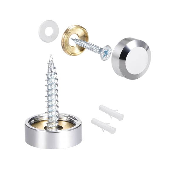 Unique Bargains Mirror Screw Deco Cap Cover Nails Polished 0.63" x 0.27"