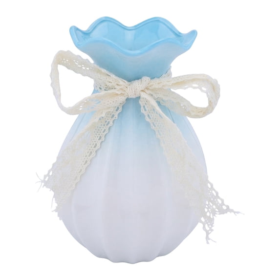 Unique Bargains Modern Ceramic Flower Vase for Centerpiece Blue 4.3"L x 4.3"W x 7.9"H