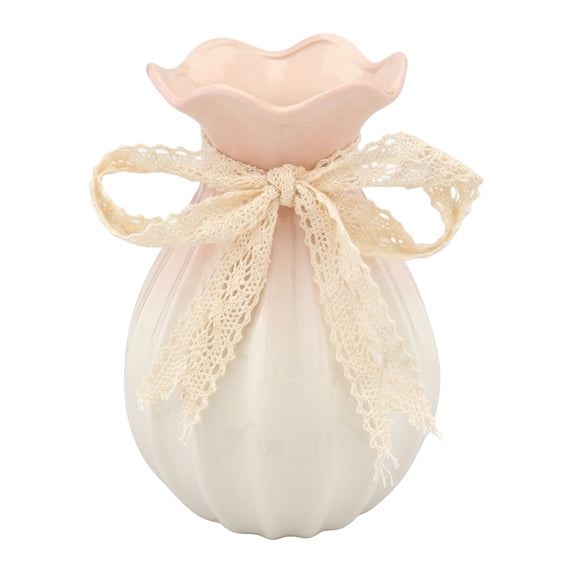 Unique Bargains Modern Ceramic Flower Vase for Centerpiece Pink 4.3"L x 4.3"W x 7.9"H