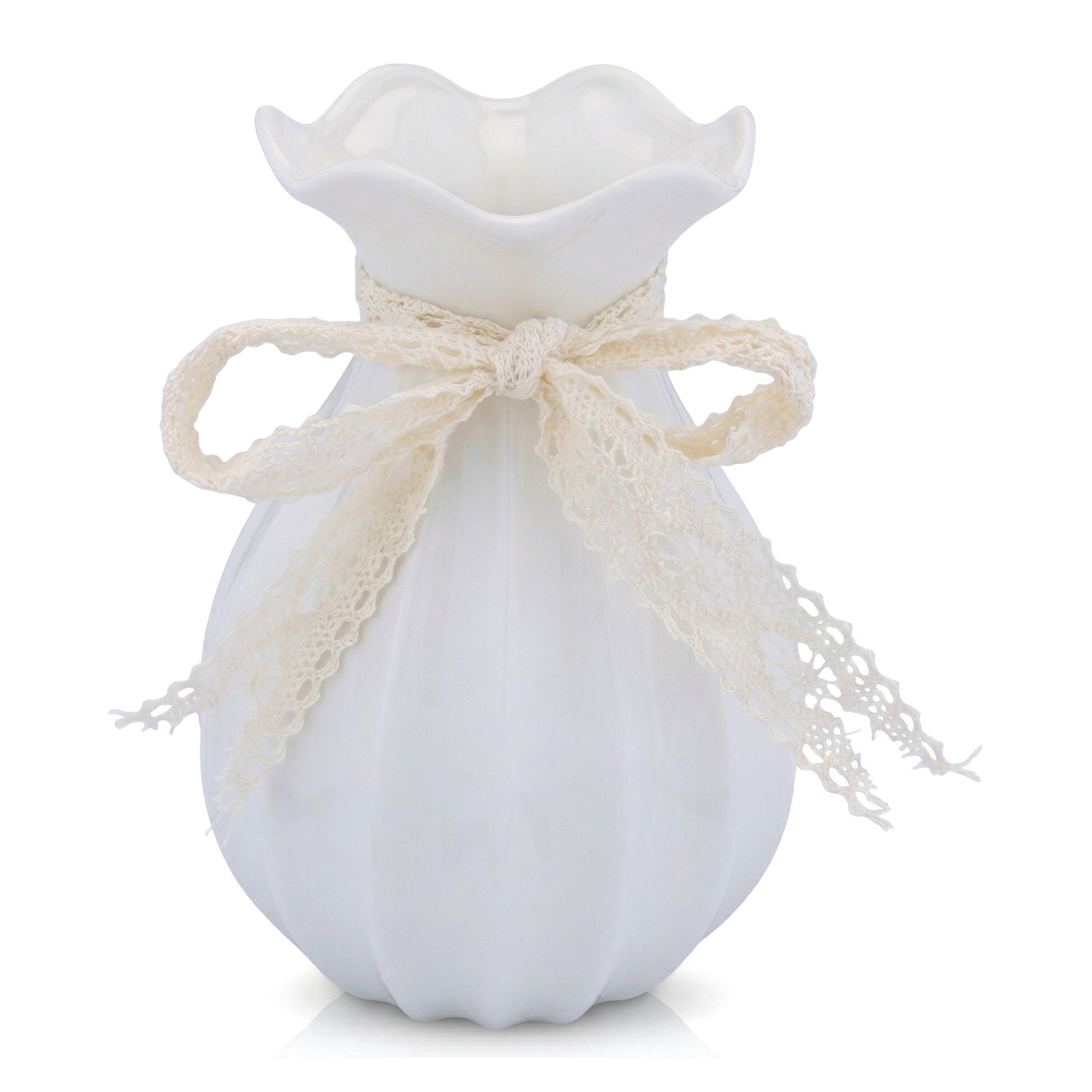 Unique Bargains Modern Ceramic Flower Vase for Centerpiece White 4.3"L x 4.3"W x 7.9"H
