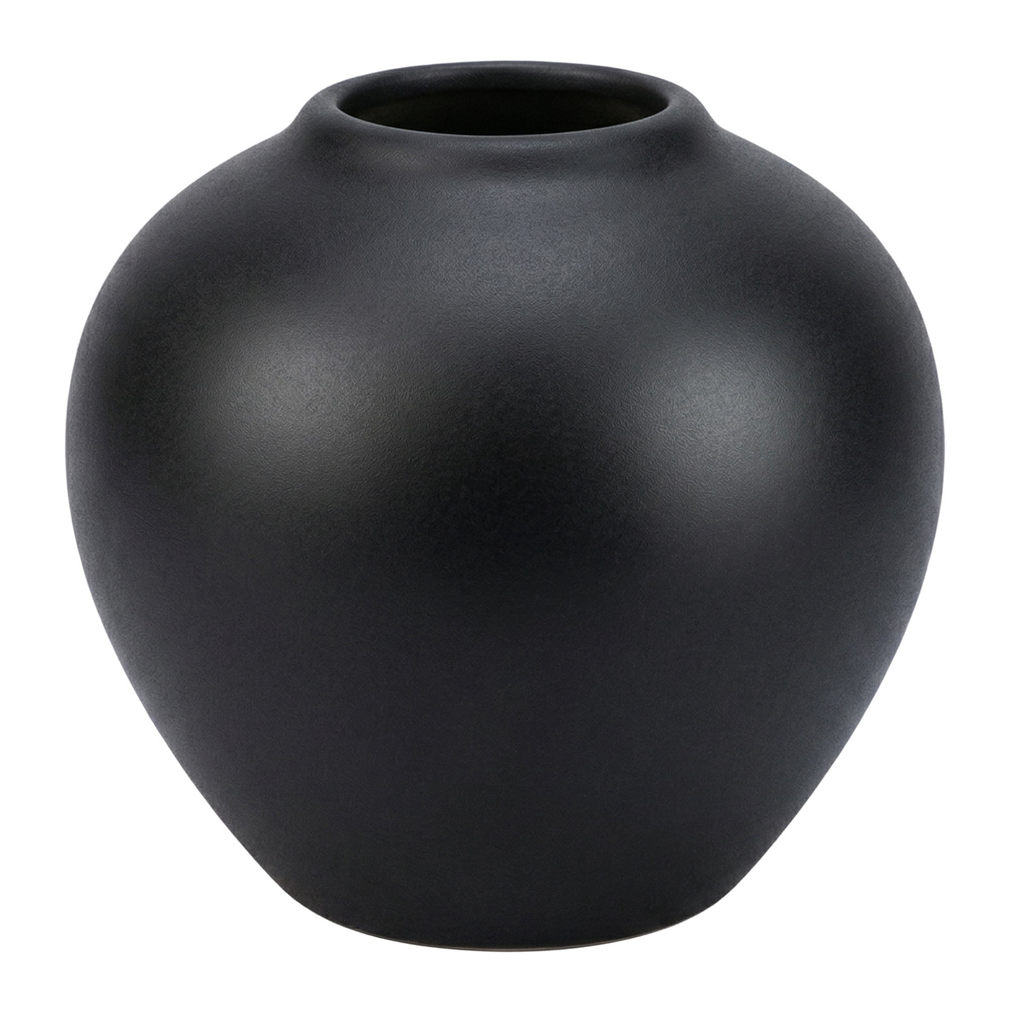 Unique Bargains Modern Ceramic Home Decor Small Ribbed Bud Vase Black 4.3" x 4.3" x 4"