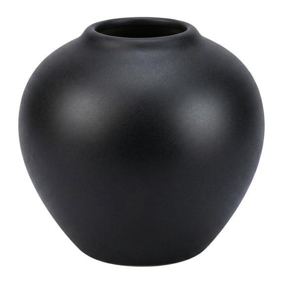 Unique Bargains Modern Ceramic Home Decor Small Ribbed Bud Vase Black 4.3" x 4.3" x 4"