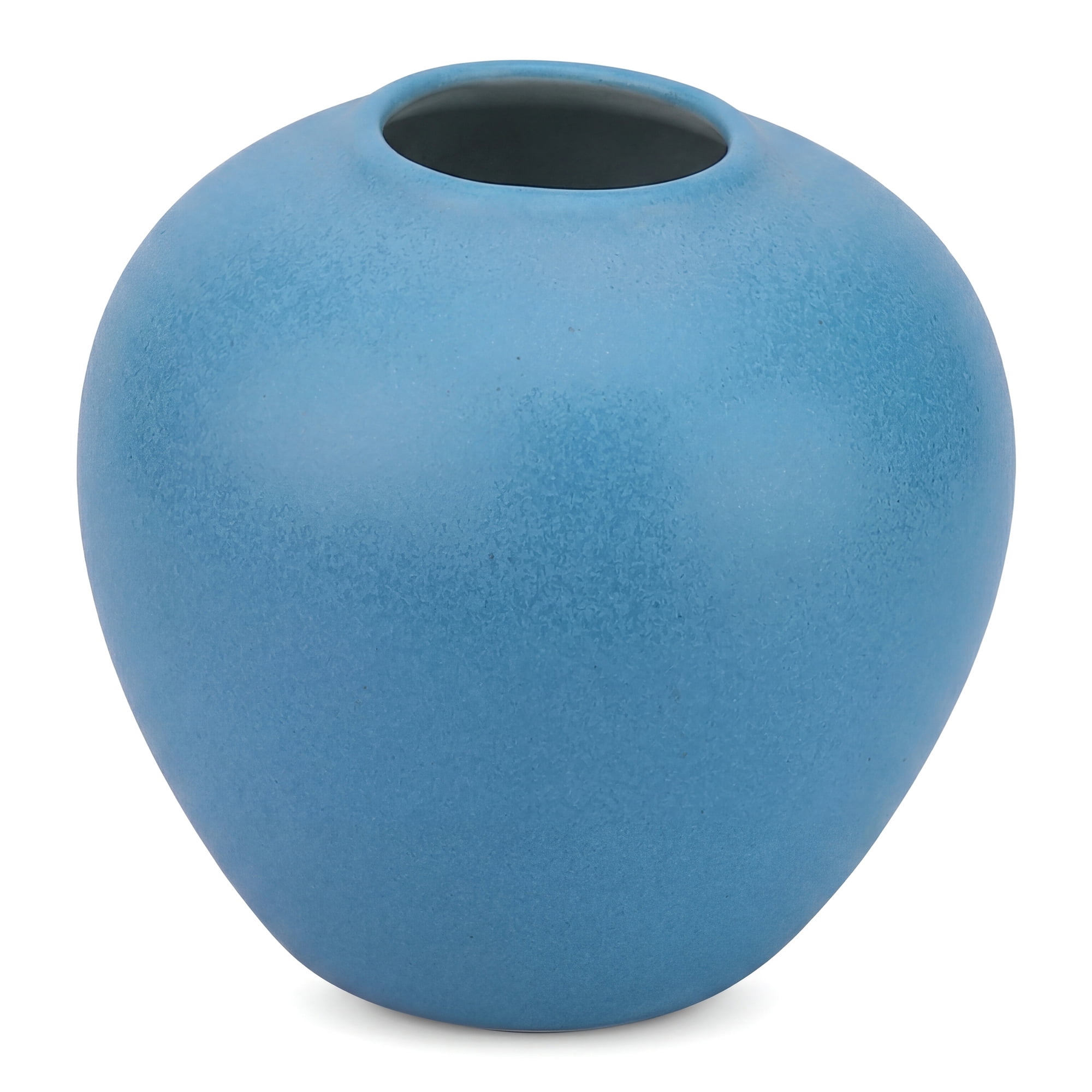 Unique Bargains Modern Ceramic Home Decor Small Ribbed Bud Vase Blue 4.3" x 4.3" x 4"