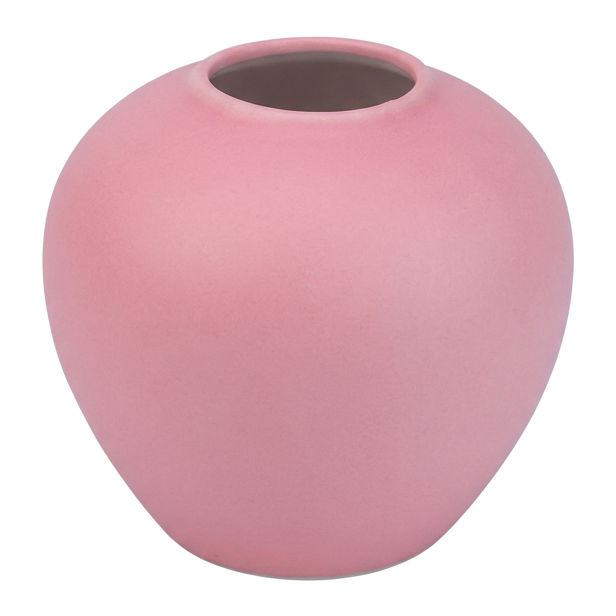 Unique Bargains Modern Ceramic Home Decor Small Ribbed Bud Vase Pink 4.3" x 4.3" x 4"