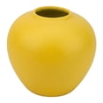 thumbnail image 1 of Unique Bargains Modern Ceramic Home Decor Small Ribbed Bud Vase Yellow 4.3" x 4.3" x 4", 1 of 5