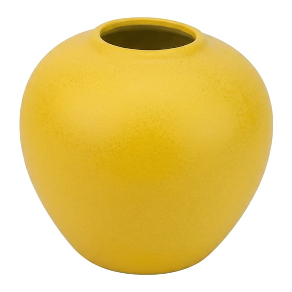 Unique Bargains Modern Ceramic Home Decor Small Ribbed Bud Vase Yellow 4.3" x 4.3" x 4"