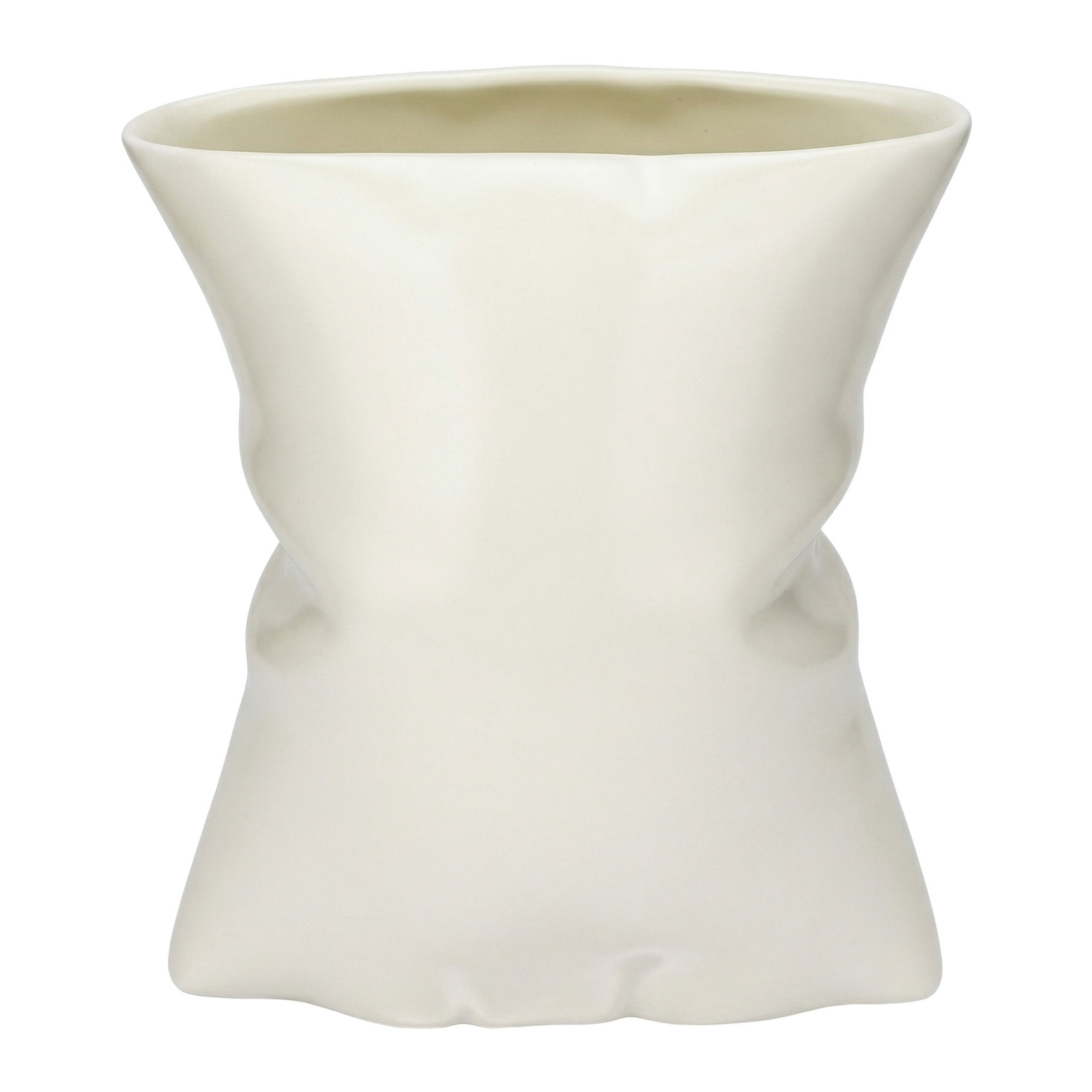Unique Bargains Modern Ceramic Large Opening Flower Vase Beige 5.6"L x 4.2"W x 6.2"H