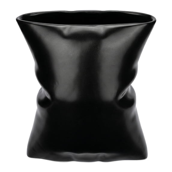 Unique Bargains Modern Ceramic Large Opening Flower Vase Black 5.6"L x 4.2"W x 6.2"H