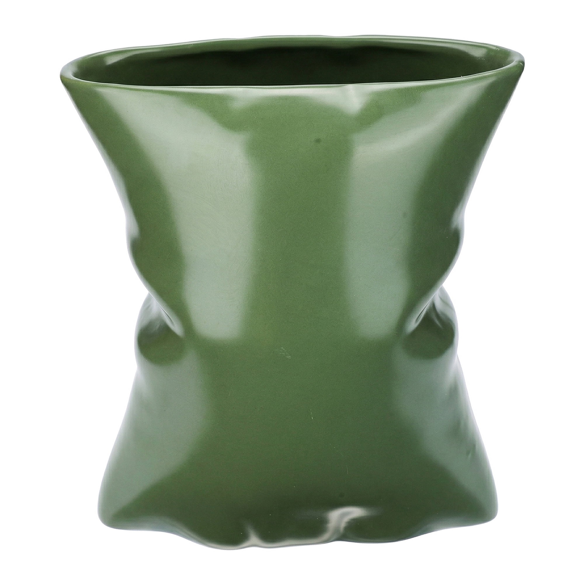 Unique Bargains Modern Ceramic Large Opening Flower Vase Green 5.6"L x 4.2"W x 6.2"H