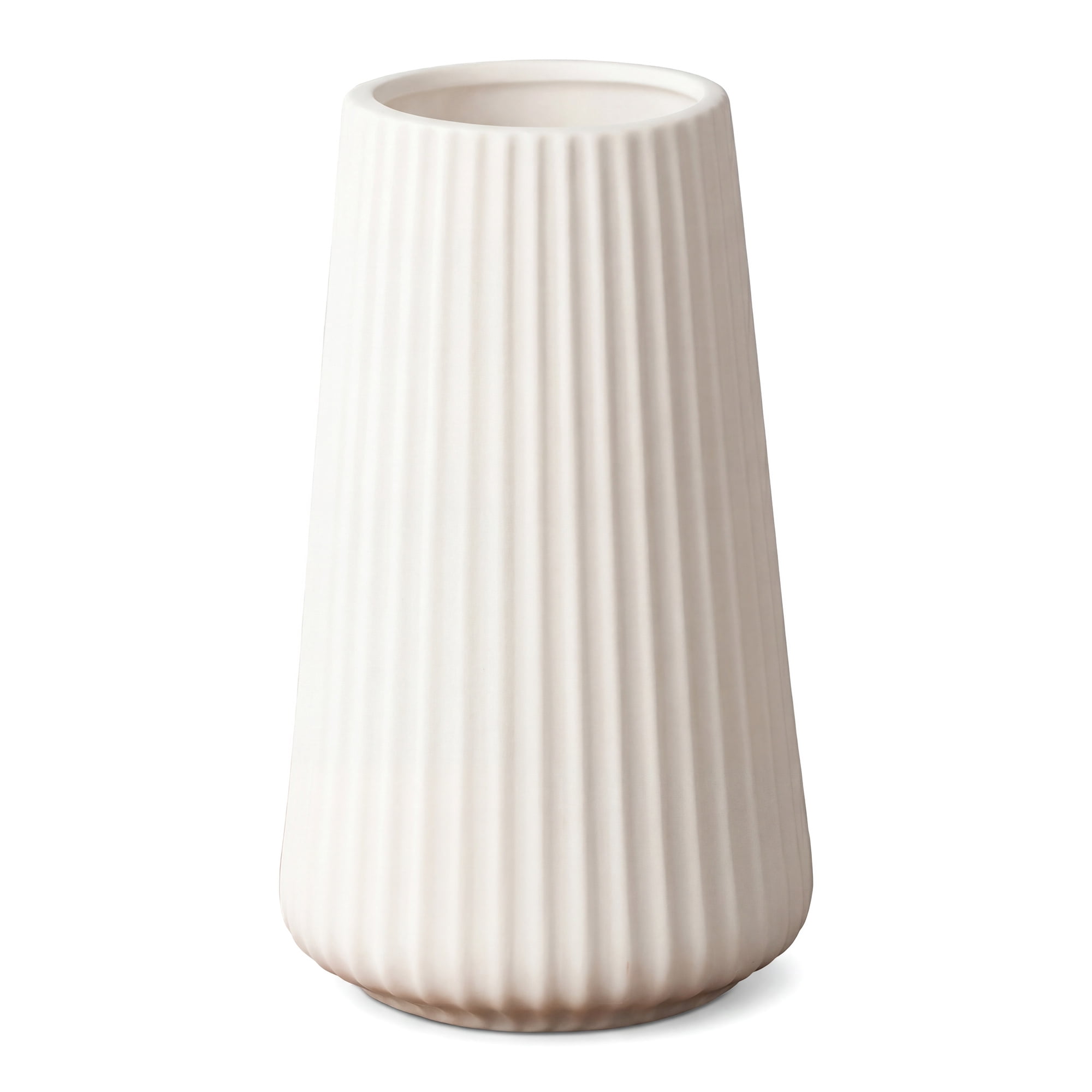 Unique Bargains Modern Ceramic Matte Ribbed Flower Vase White 3.5" x 3.5" x 5.9"