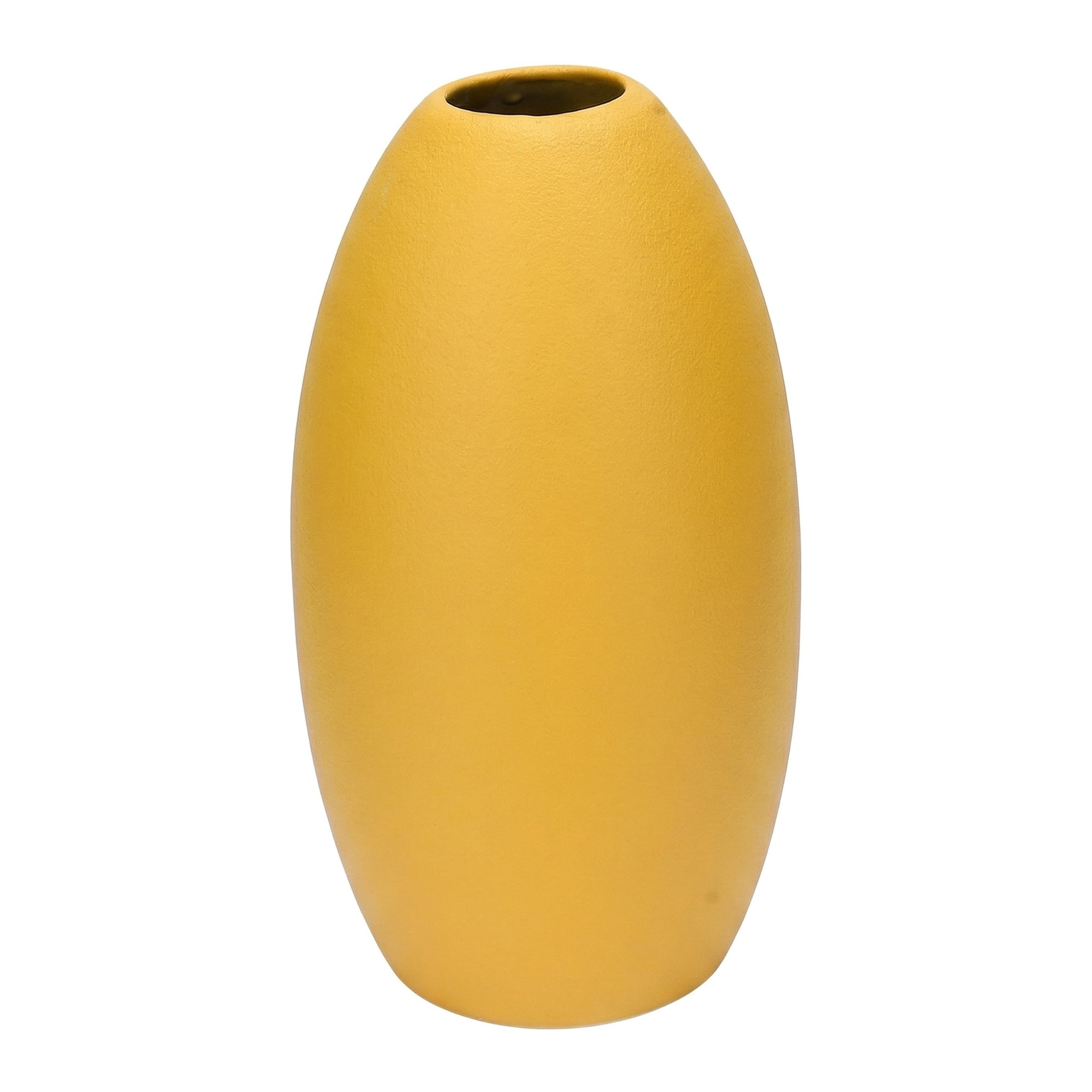 Unique Bargains Modern Ceramic Ribbed Flower Vase for Boho Yellow 3.5"L x 3.5"W x 6.1"H