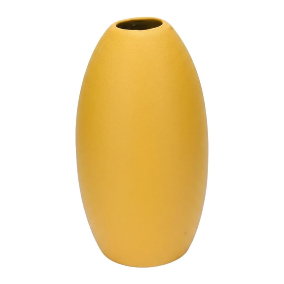 Unique Bargains Modern Ceramic Ribbed Flower Vase for Boho Yellow 3.5"L x 3.5"W x 6.1"H