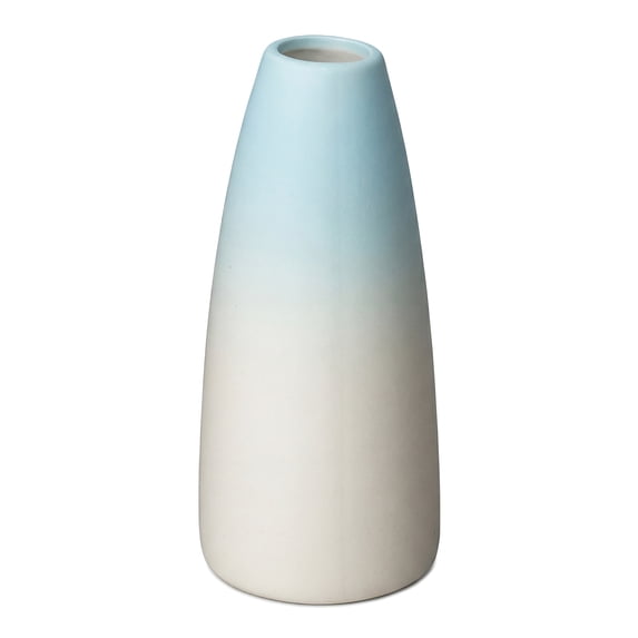 Unique Bargains Modern Ceramic Slim Ribbed Bud Vase for Flower Blue 2.4"L x 2.4"W x 5"H