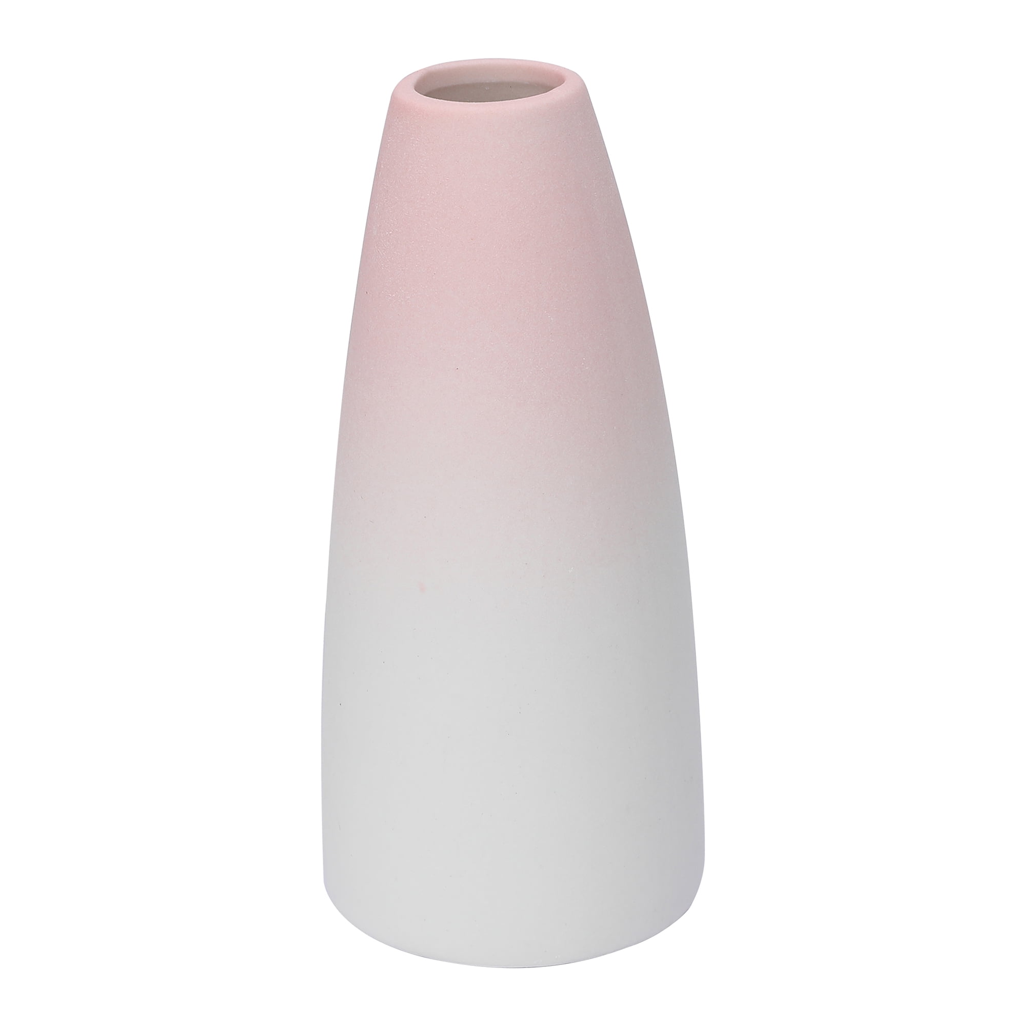 Unique Bargains Modern Ceramic Slim Ribbed Bud Vase for Flower Pink 2.4"L x 2.4"W x 5"H
