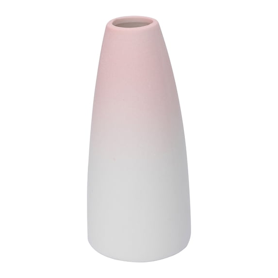 Unique Bargains Modern Ceramic Slim Ribbed Bud Vase for Flower Pink 2.4"L x 2.4"W x 5"H