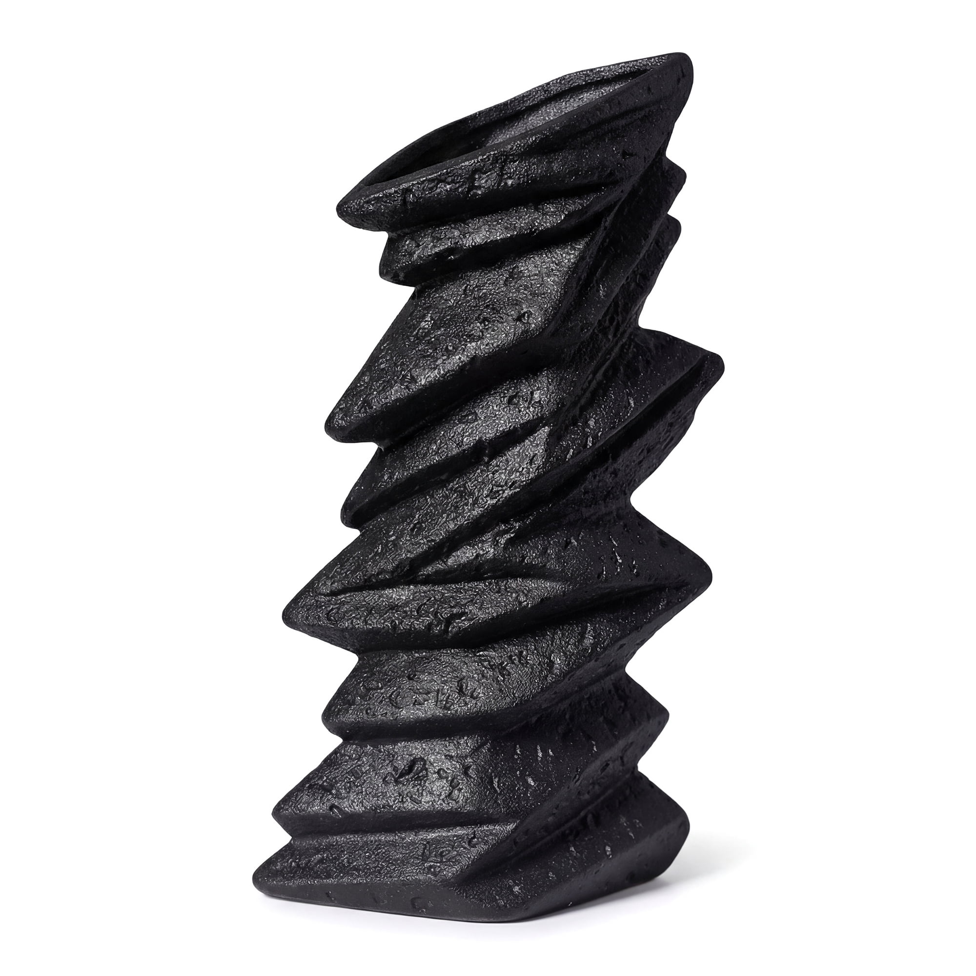 Unique Bargains Modern Ceramic Vase for Home Decor Matte Ribbed Flower Vase Black 4.3