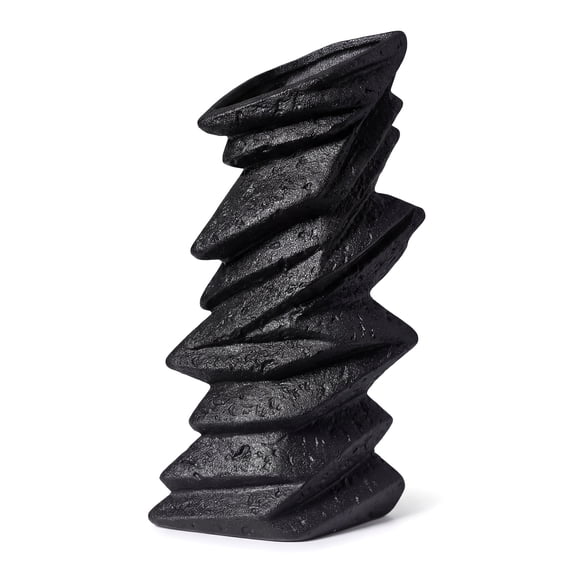Unique Bargains Modern Ceramic Vase for Home Decor Matte Ribbed Flower Vase Black 4.3