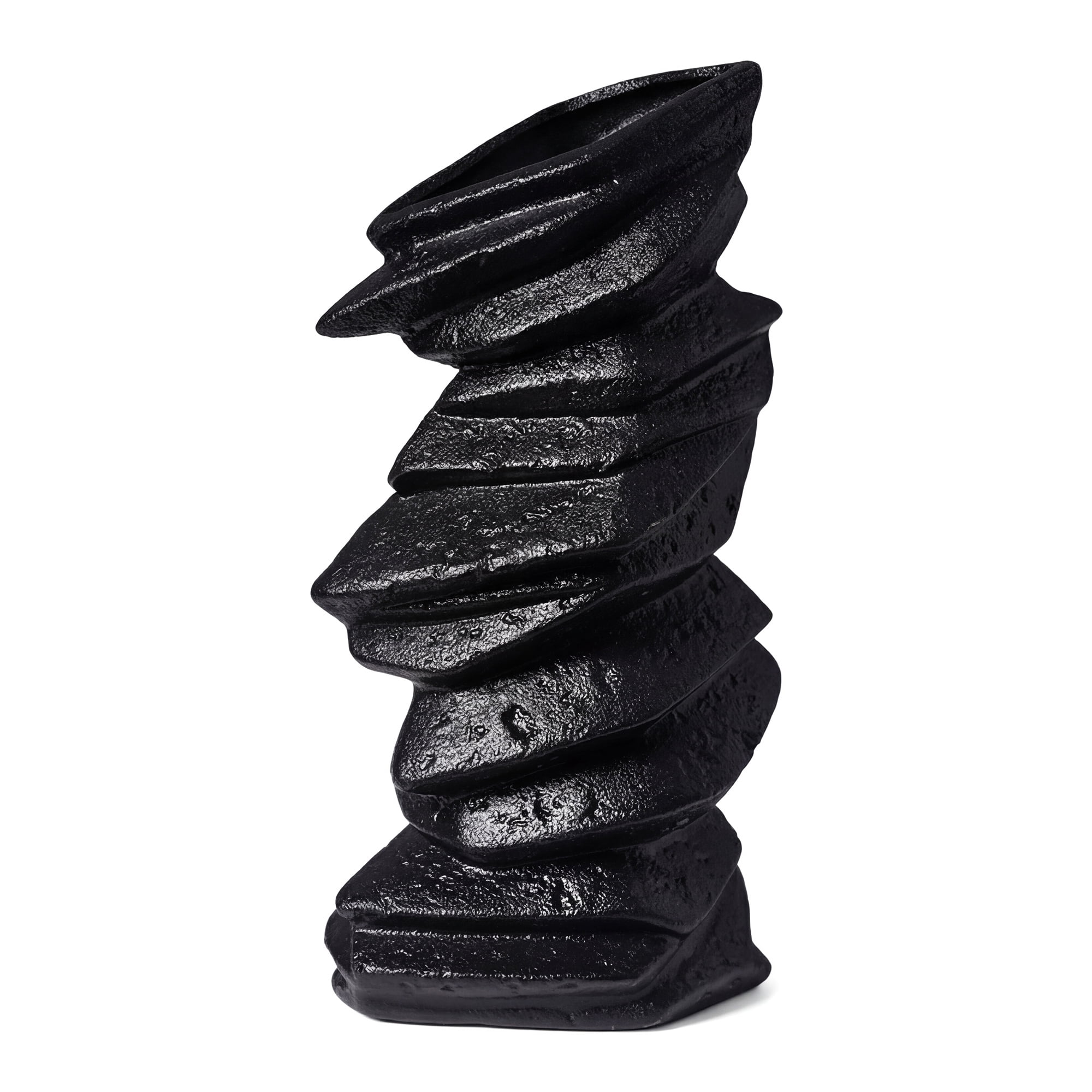 Unique Bargains Modern Ceramic Vase for Home Decor Matte Ribbed Flower Vase Black 4.6