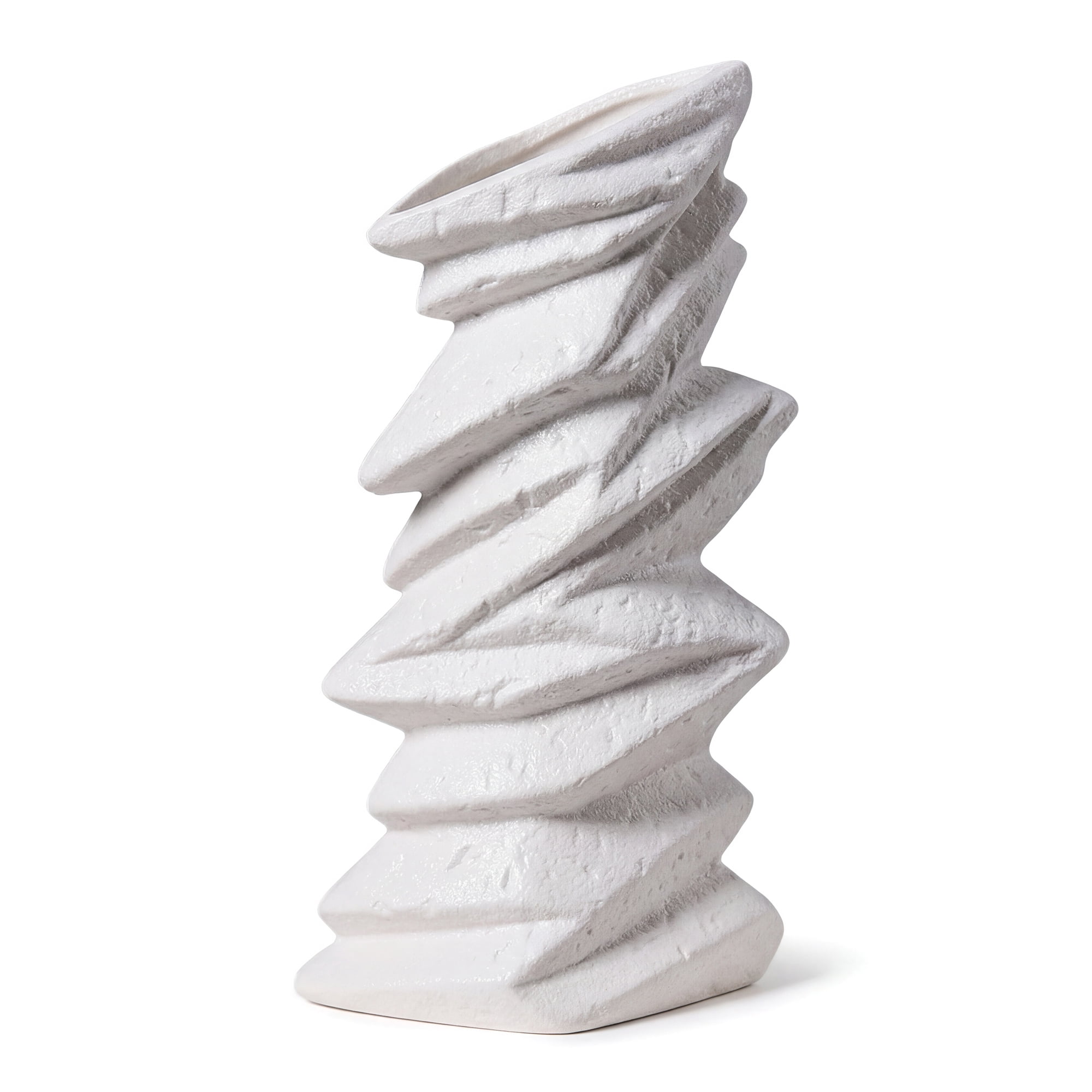 Unique Bargains Modern Ceramic Vase for Home Decor Matte Ribbed Flower Vase White 4.3