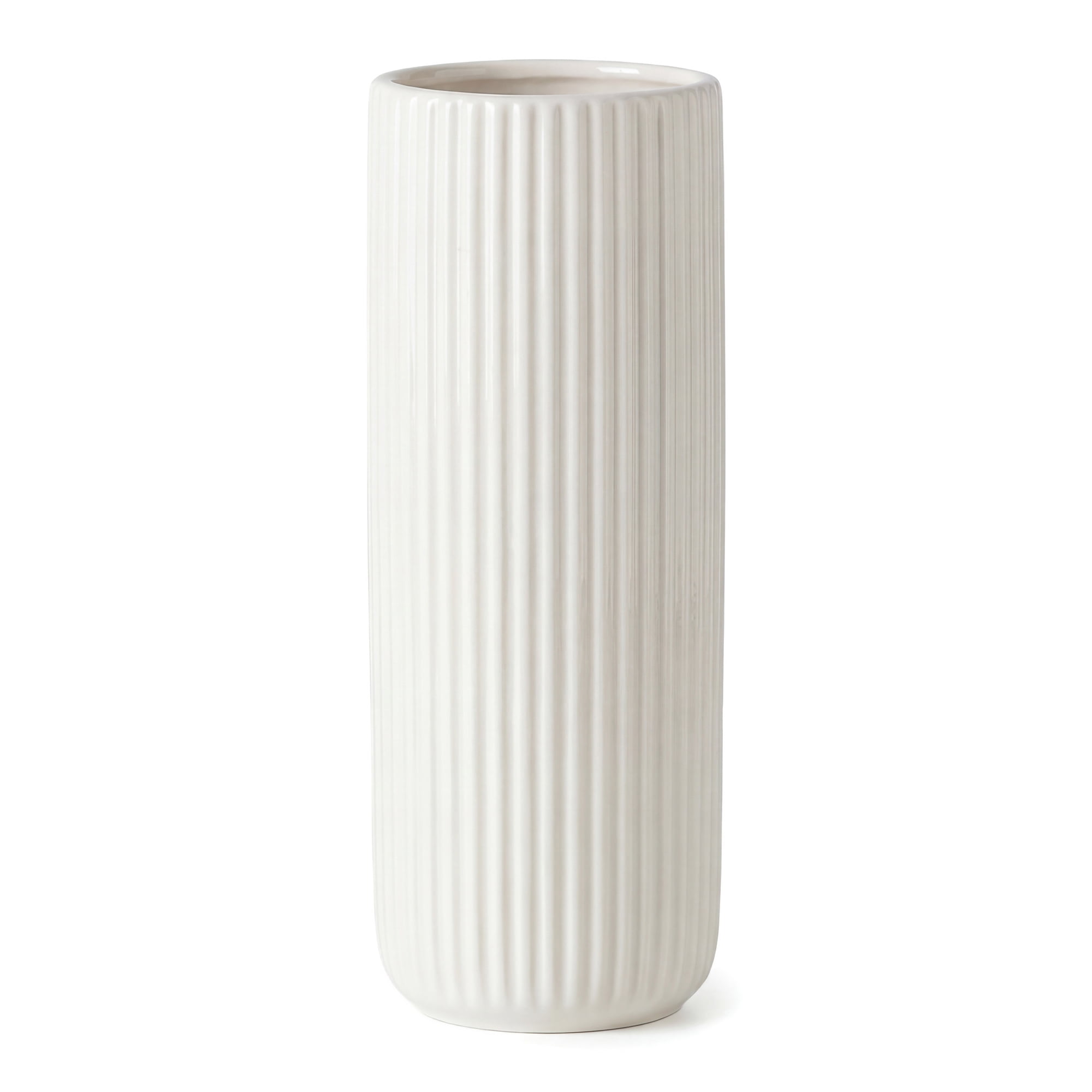 Unique Bargains Modern Cylinder Ceramic Flower Vase Bright White 2.8"L x 2.8"W x 8.0"H