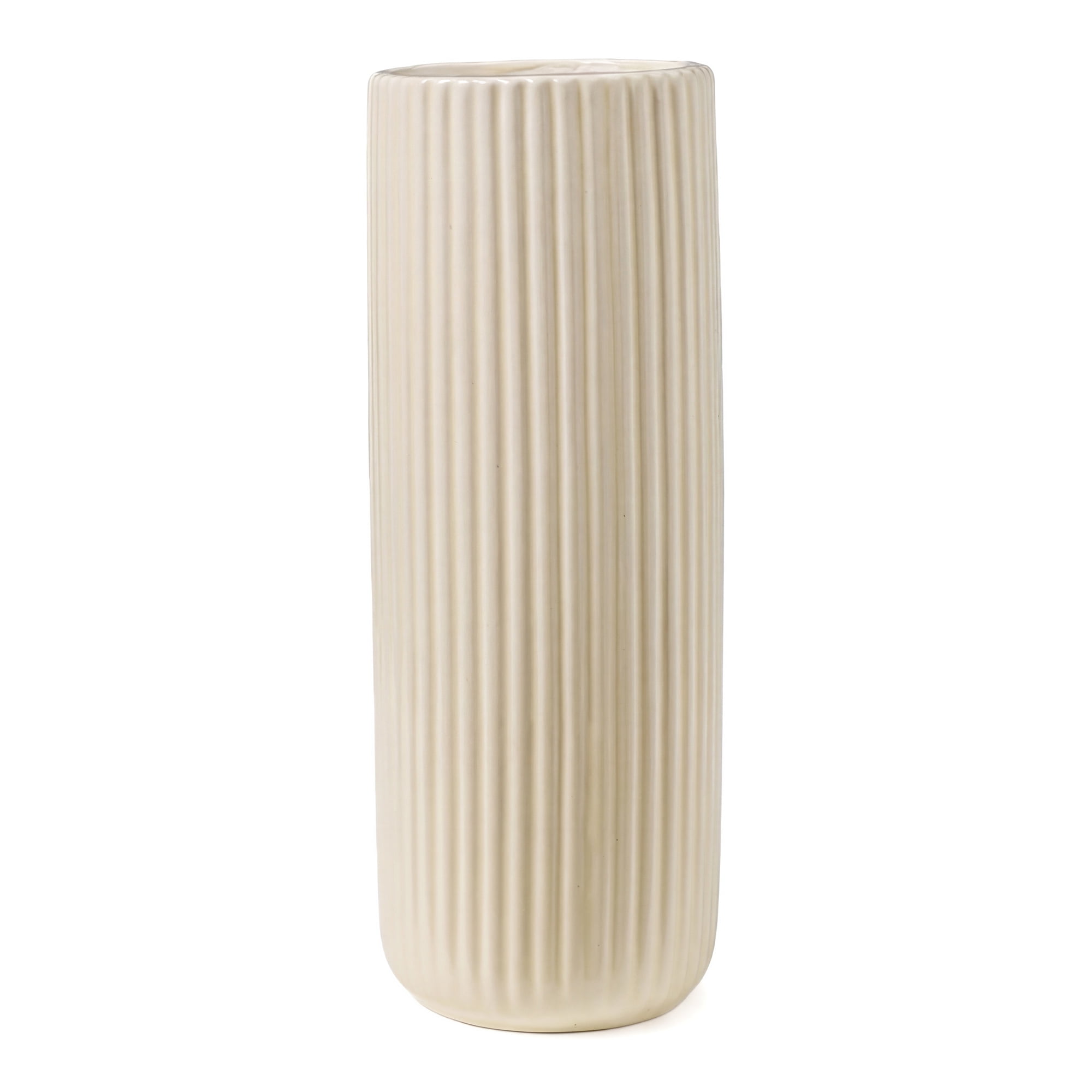Unique Bargains Modern Cylinder Ceramic Flower Vase Cream Yellow 2.8"L x 2.8"W x 8.0"H