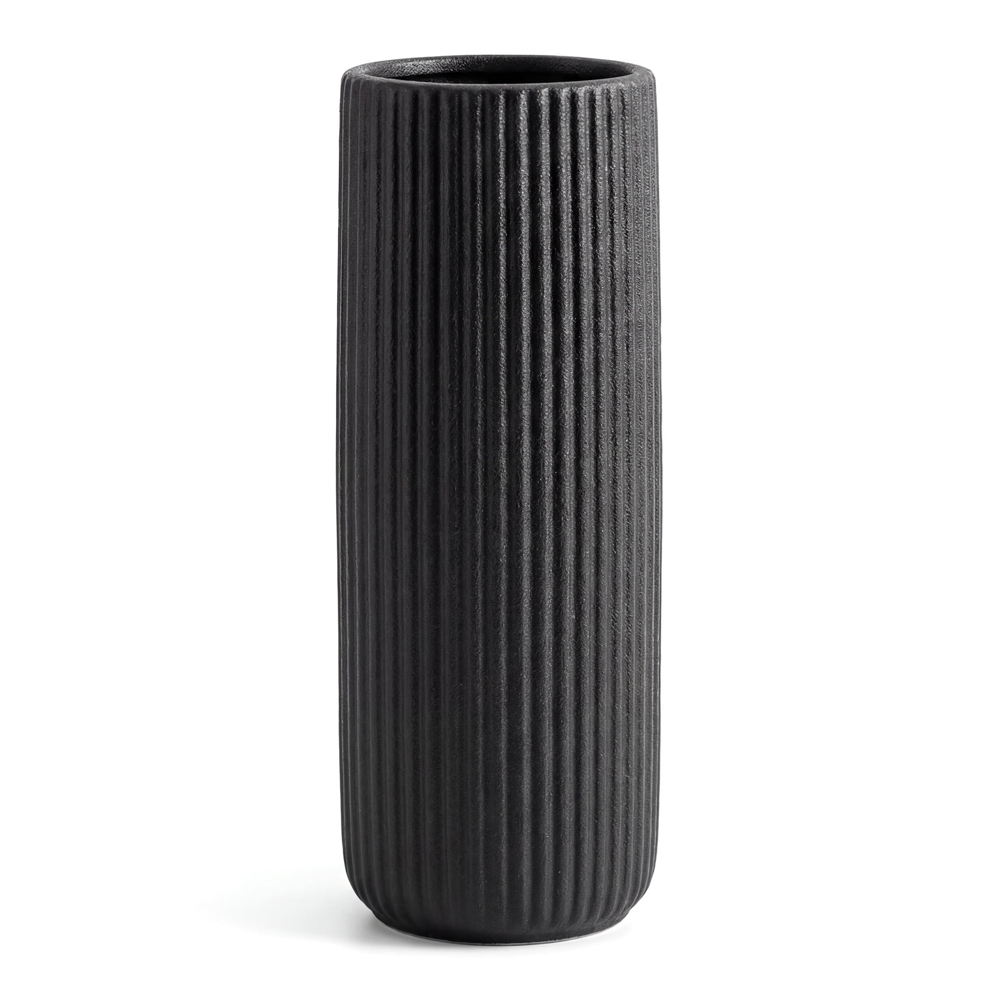 Unique Bargains Modern Cylinder Ceramic Flower Vase Matte Black 2.8"L x 2.8"W x 8.0"H