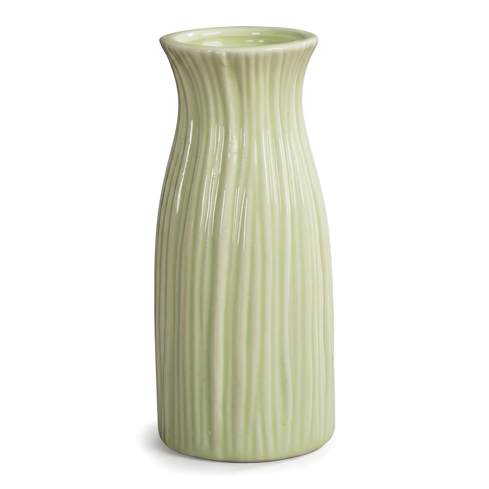 Unique Bargains Modern Cylinder Matte Ribbed Flower Vase Green 2.4"L x 2.4"W x 5.1"H