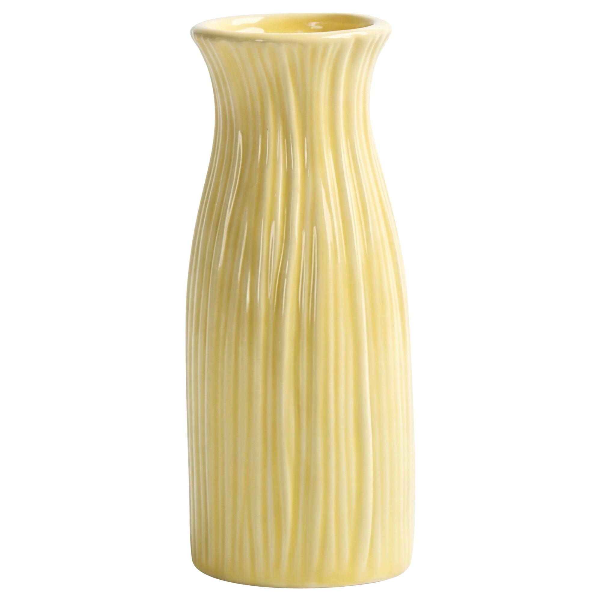 Unique Bargains Modern Cylinder Matte Ribbed Flower Vase Yellow 2.4"L x 2.4"W x 5.1"H