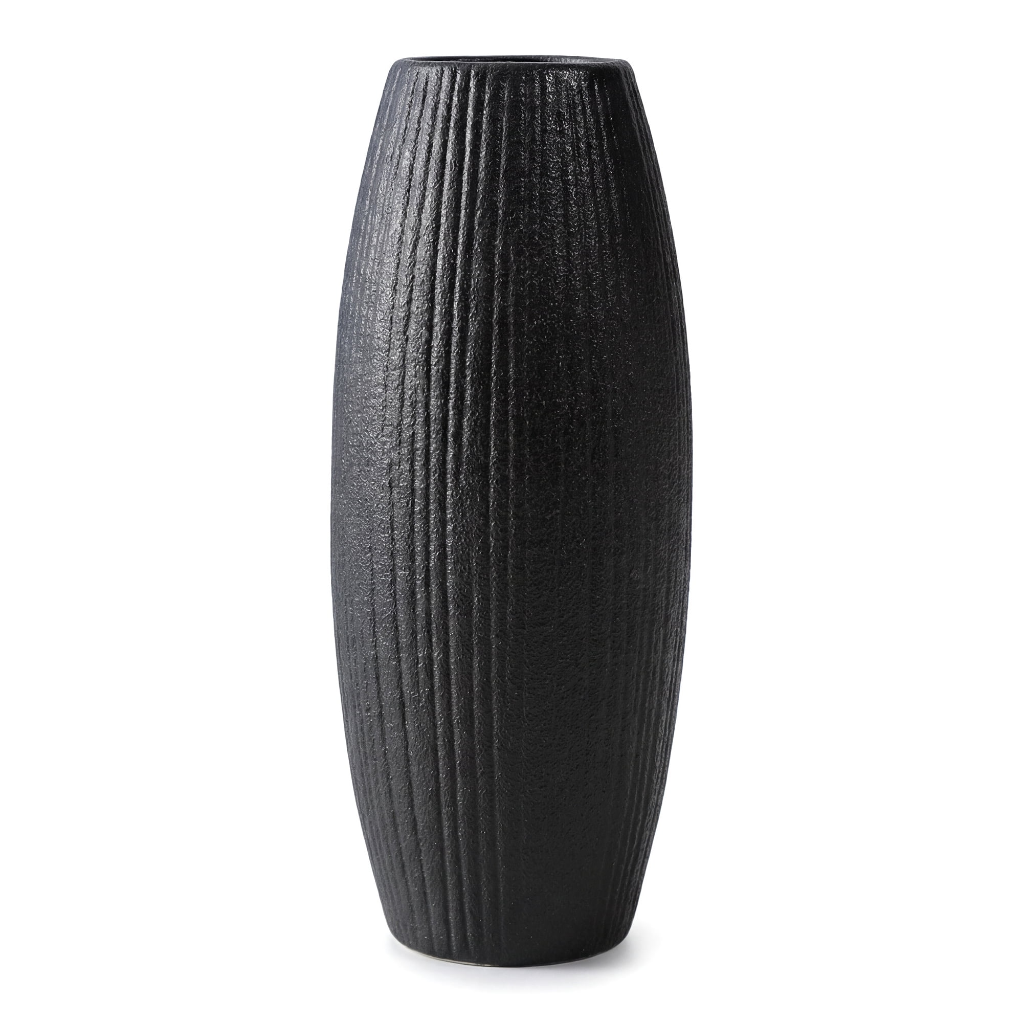 Unique Bargains Modern Decor Tall Ribbed Flower Vase Matte Black 3.0" x 3.0" x 7.1"