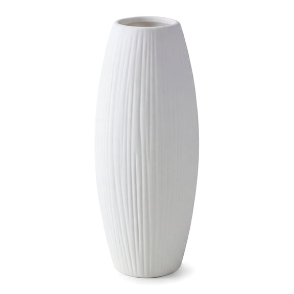 Unique Bargains Modern Decor Tall Ribbed Flower Vase Matte White 3.0" x 3.0" x 7.1"