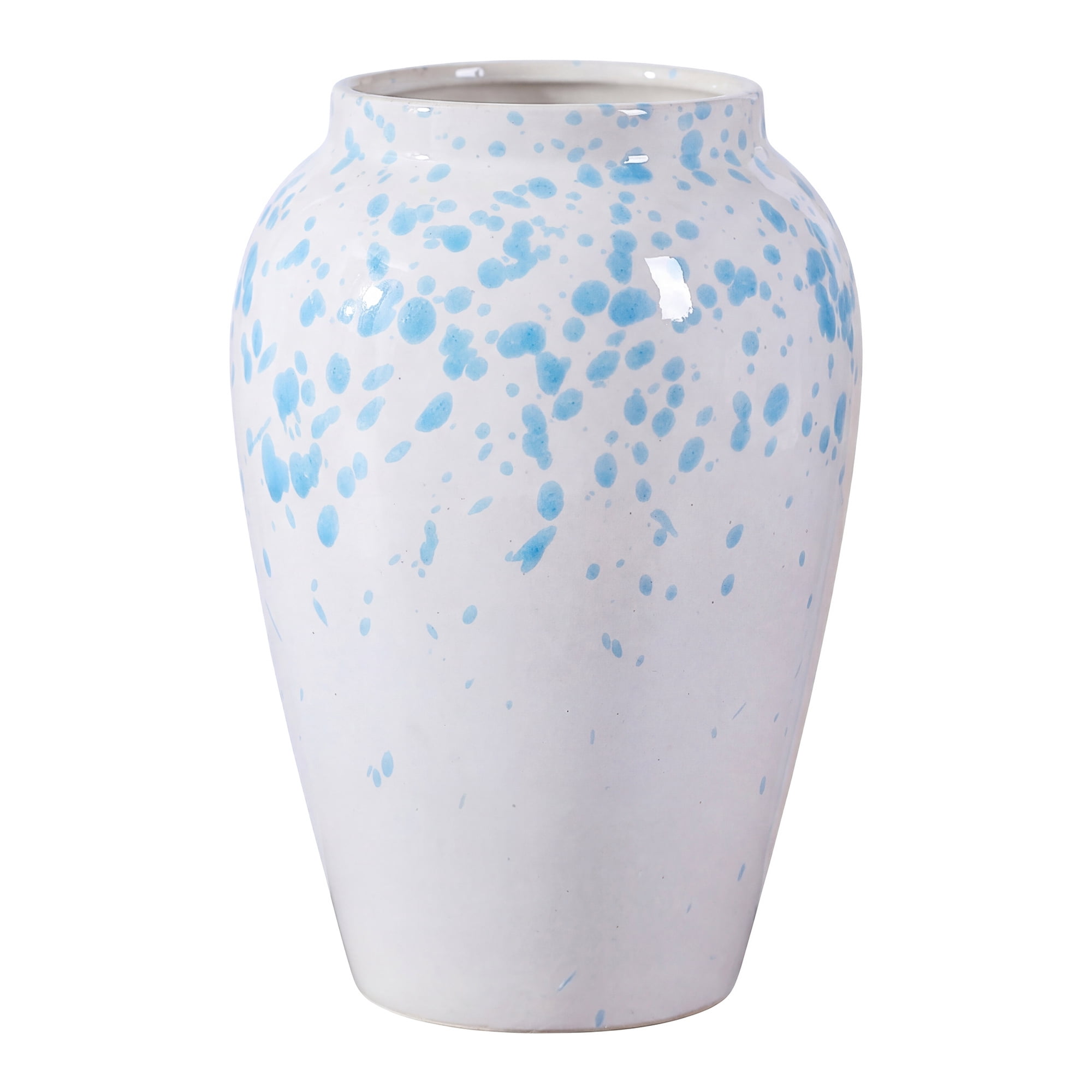 Unique Bargains Modern Flower Vase Matte Ribbed Decorative Retro Round Bottle White